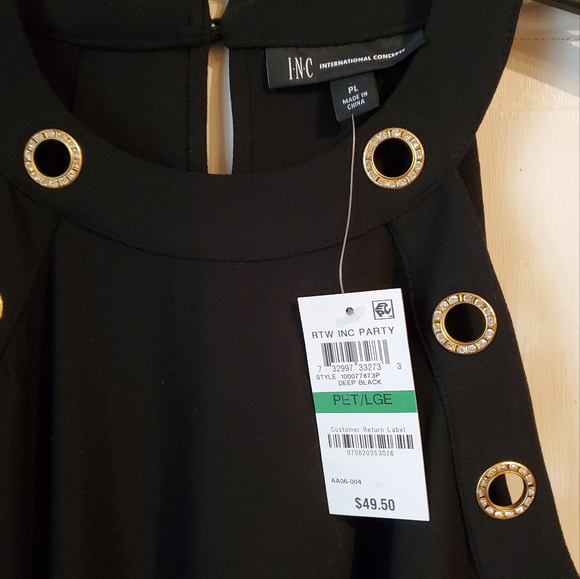 INC International Concepts cold shoulder top. PL. Black. NWT. - Picture 4 of 8